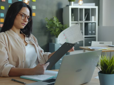 Professional reviewing client records