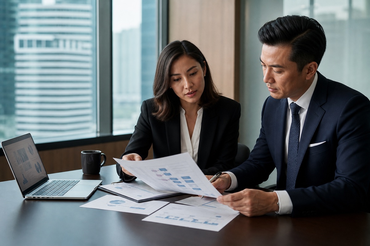 Employment law professionals reviewing workplace documents